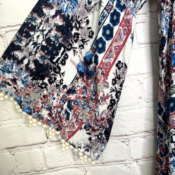 Umgee Wms M Multicolored Floral Geometric Trapeze Mini Dress Boho Hippie - Picture 6 of 9